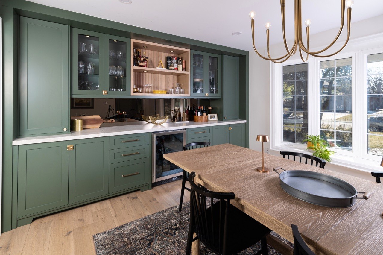Traditional painted built-in wall unit with integrated millwork